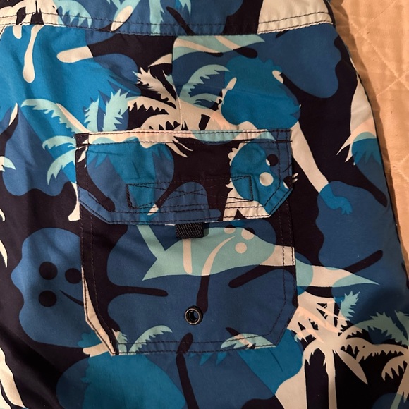 Men’s Blue Palm tree Hawaiian swim shorts! Velcro closure. Size- 32.Phys.Sci. - Picture 9 of 9